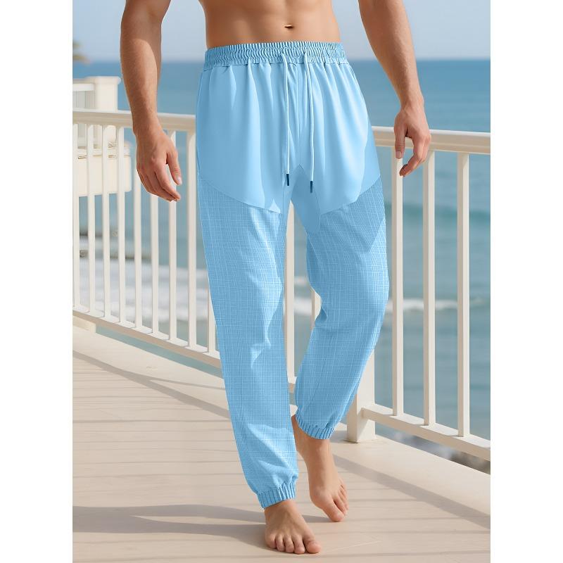 Льняные брюки на кулиске летние свободные домашняя одежда удобные дышащие тонкие спортивные повседневные брюки мужские