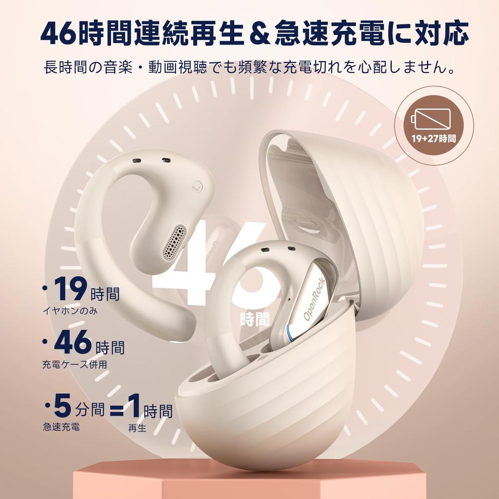 OpenRock Pro Open Ear Wireless Bluetooth Does Not Block Your Bass Air Open 46 Hours of Long Includes Charging Fast IPX5 For Earphones, Earphones, Ear,