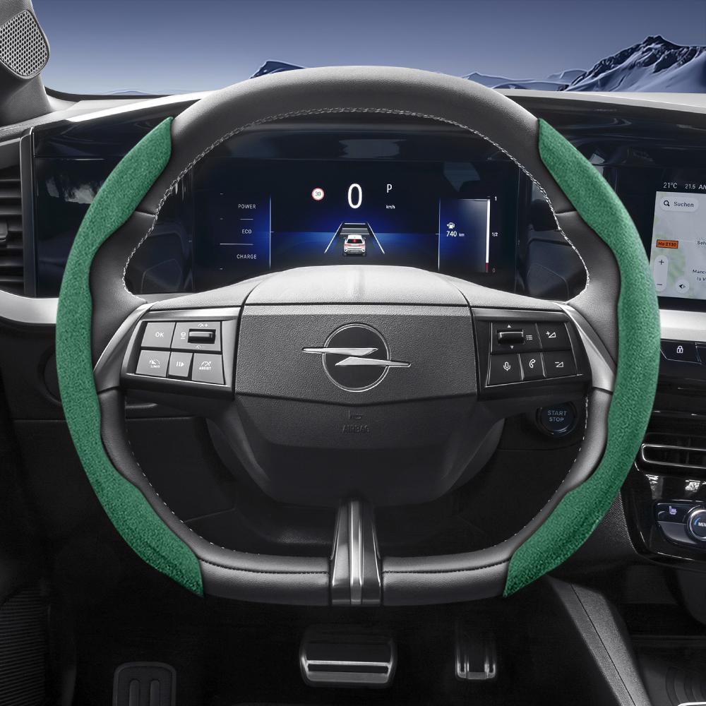 rzmup5 Suitable for Opel Sports Suede Steering Wheel Cover, Split Snap-On Anti-Slip Style, for Models Such as Corsa, Mokka, Astra, Grandland, Combo,