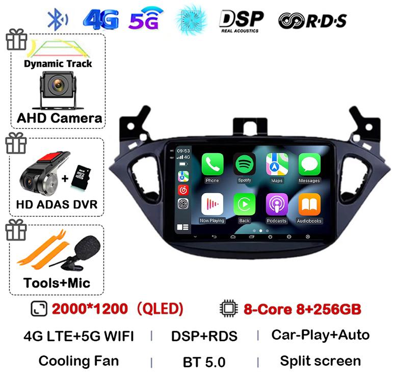 Android 14 Carplay Auto WIFI+4G для Opel Corsa E 2015-2019 для Opel Adam 2013-2016 автомобильное радио GPS мультимедиа видеоплеер стерео
