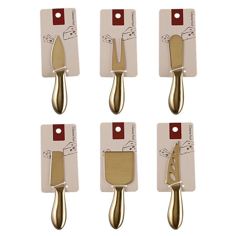 Полая ручка из нержавеющей стали, Золотой нож для сыра, Набор ножей для сыра, Упаковка для переплета карт, Ножи и вилки в стиле вестерн