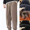 Autumn and Winter Plus Size Men's Thick Lace Up Warm Leg Pants, Sporty and Casual Comfortable Loose and Plush Pants