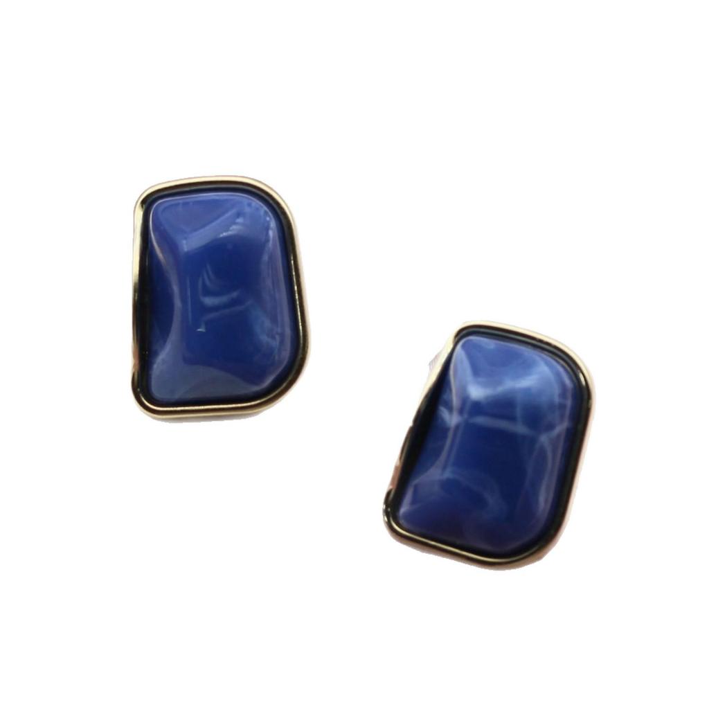 Серьги-пусеты из серебра 925 пробы с настоящим золотым покрытием и янтарем - Универсальный геометрический ретро-дизайн