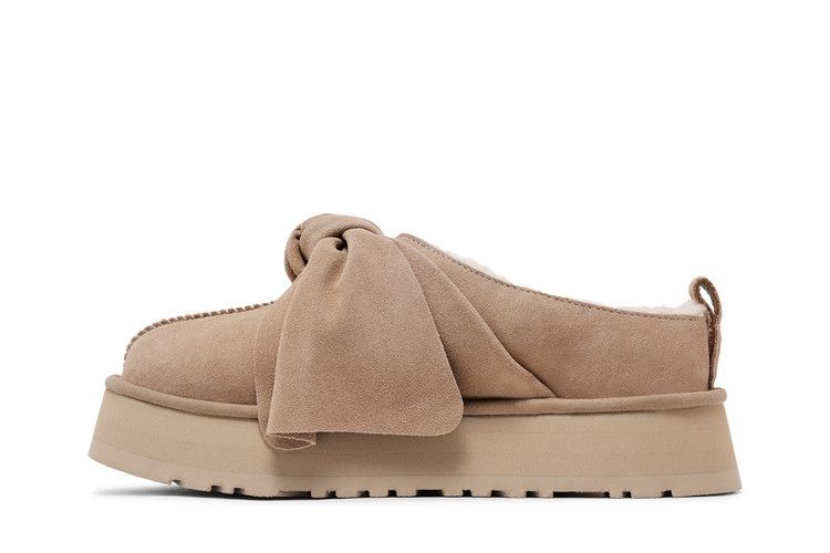 Женские шлепанцы UGG на платформе, без застежки, с бантом, цвет Sand (Женский)