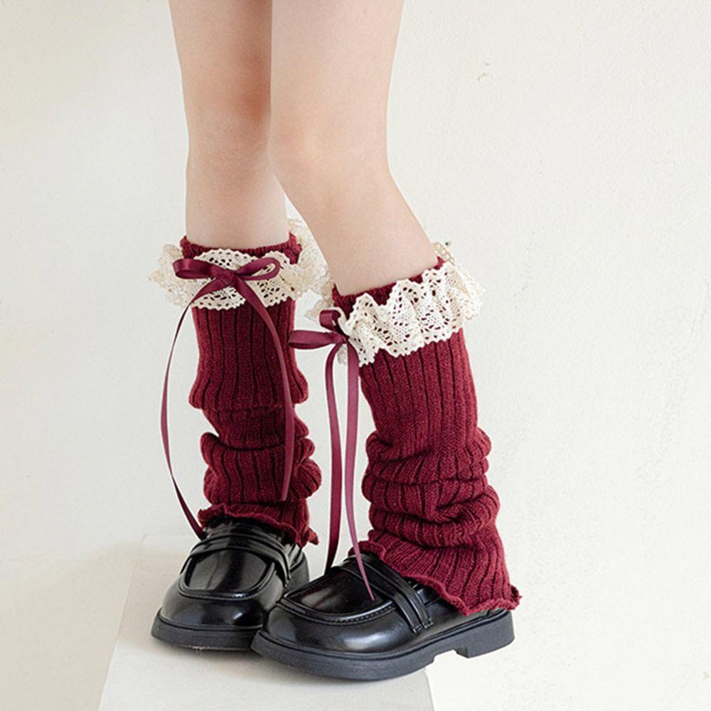 Lace Trim Foot Cover Knitted Lolita Style Socks Casual Children's Foot Warmer Lolita Style