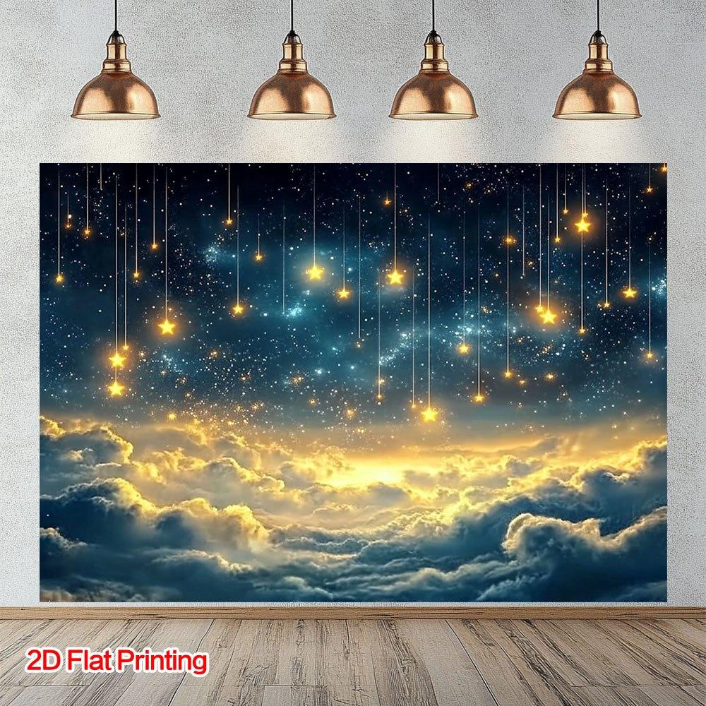 1 piece 2D flat-printed starry sky cloud photography background, polyester fabric, for home and studio use