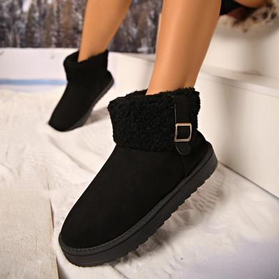 Женские зимние ботинки из искусственного меха широкой полноты, ботильоны на шнуровке и с пряжкой, зимние ботильоны с отворотом для женщин