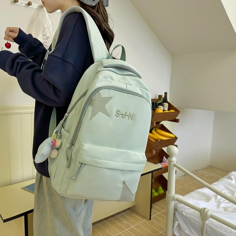 Five Pointed Star Nylon School Backpack For Students With Large Capacity And Curved Shoulder Straps For School Use