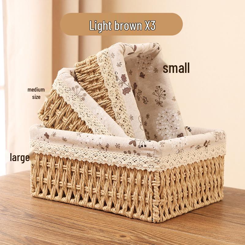 Rattan Desktop Storage Basket for Clothes, Cosmetics, and More