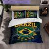 Brazil Football Pattern 3 Pieces Bedding Set Soft Microfiber Duvet Cover with Pillow Cases for Bedroom