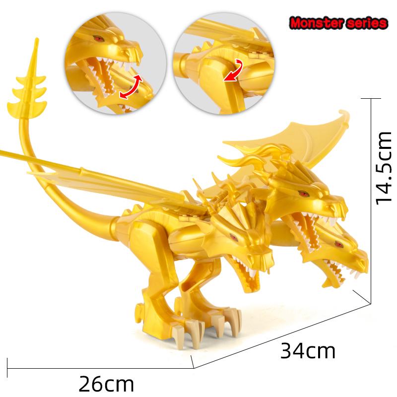 MOC Medieval Animal Zoo Farm Dragon Action Figures Building Blocks Gold Red Dragons Wolf Snake Monsters Beast Bricks Toys Gifts