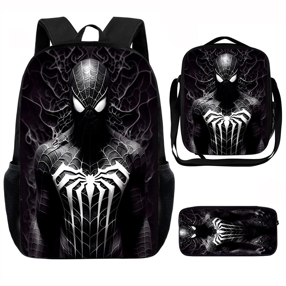 Spider-Man School Bag Lunch Bag Pencil Bag Elementary School Backpack Cartoon Peripheral Backpack Children's Bag Three-piece Set