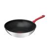 Edition Red Stainless Steel Induction Nonstick Wok Pan (28cm) Dishwasher Oven Safe No PFOA Silver