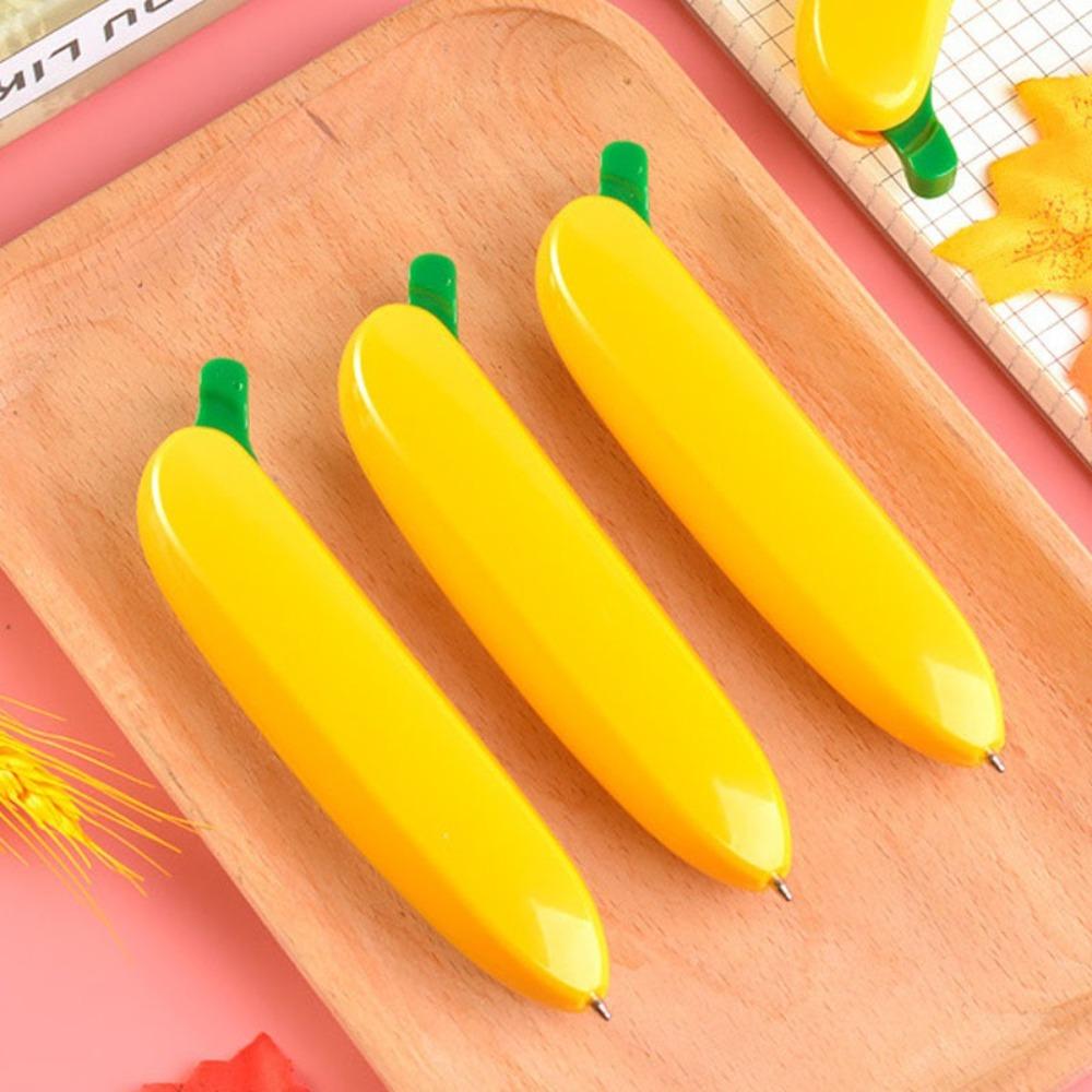 1pc Cute Banana Shape Ballpoint Pen Plastic Fruit Pencil Home Writing Ballpoint Pens Office