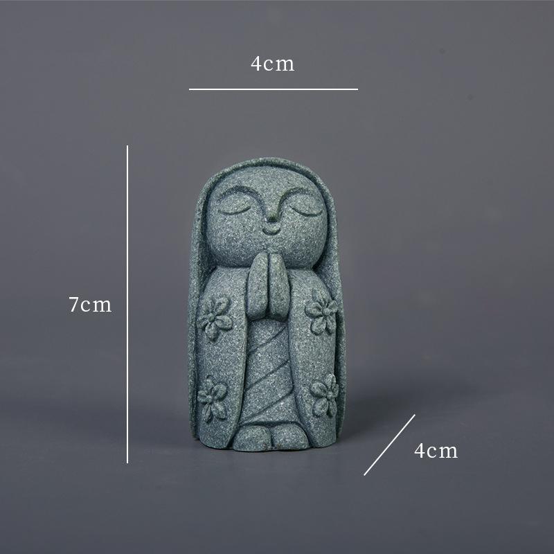Miniature Statues Small Monk Figurines 4 Piece Resin Meditation Room for Study Tabletop Gifts Sets
