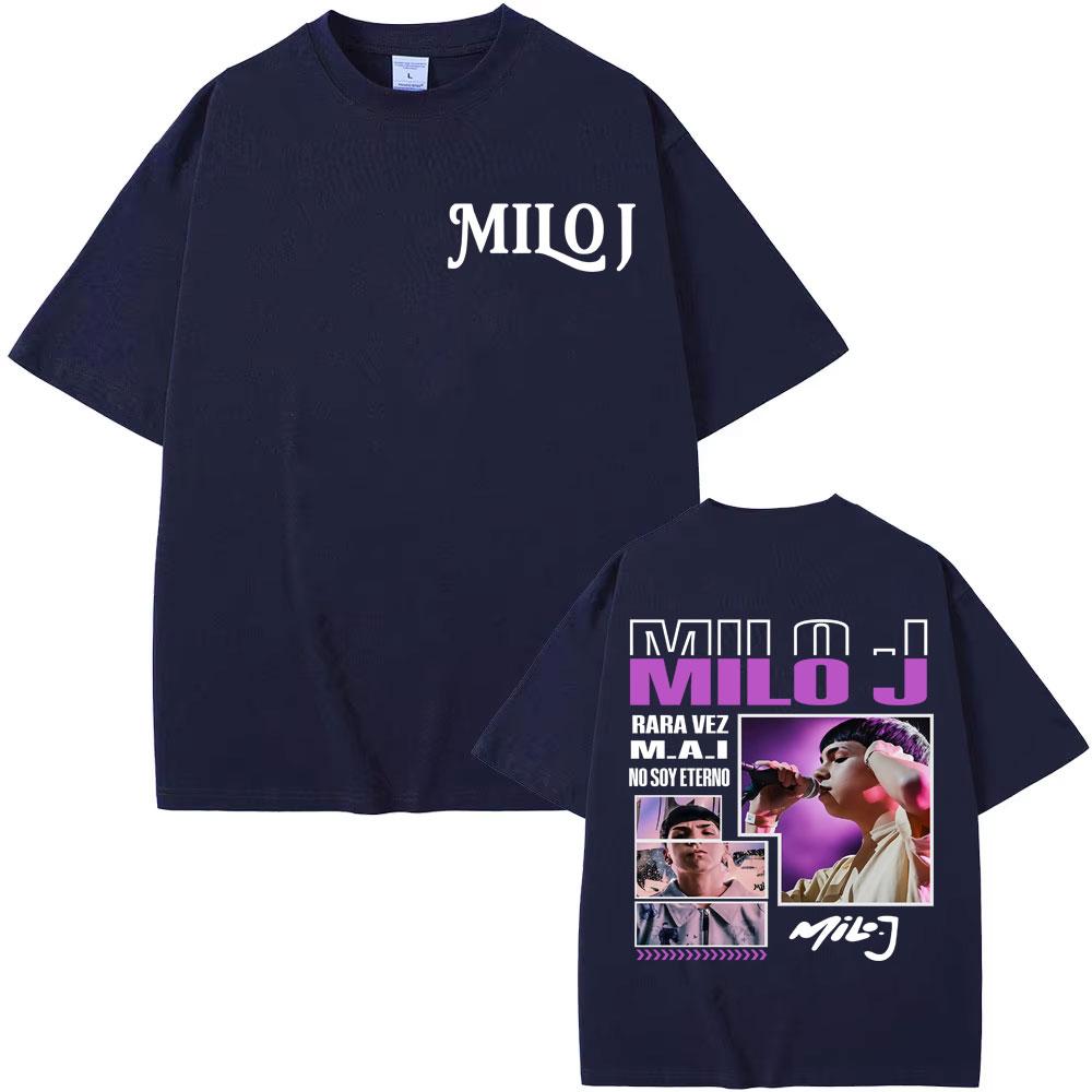 2026 Summer Rap Singer Milo J Ravida Times Mascall Tower New Album Tshirt Summer Men Hip Hop Retro Cotton Loose Casual Tshirt