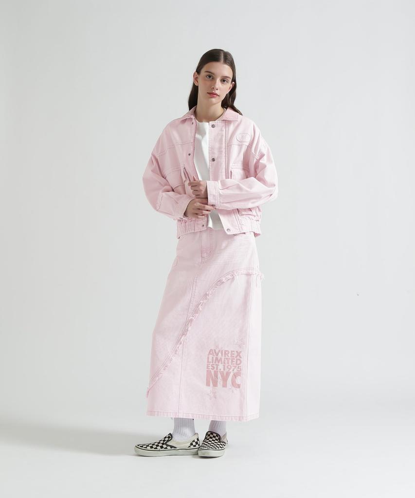 AVIREX WAPPEN DENIM LONG SKIRT Women's M 090 Pink 783-6116602