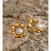 Eetit Fashion Stainless Steel Simulated Pearls Flower Stud Earrings for Women Waterproof Trending Ear Daily Jewelry