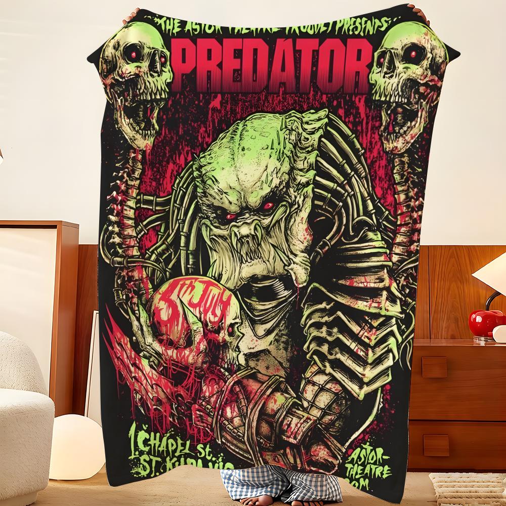 Плед-бросок из фланели с принтом P-Predator, легкий, уютный, прочный, моющийся, милый, крутой