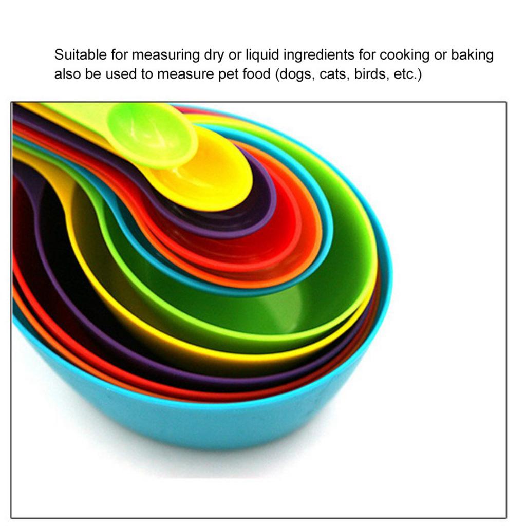 Набор из 12 цветных мерных чашек и ложек Безопасный Здоровый Легкое хранение DIY Штабелируемые Вкладывающиеся Кухня