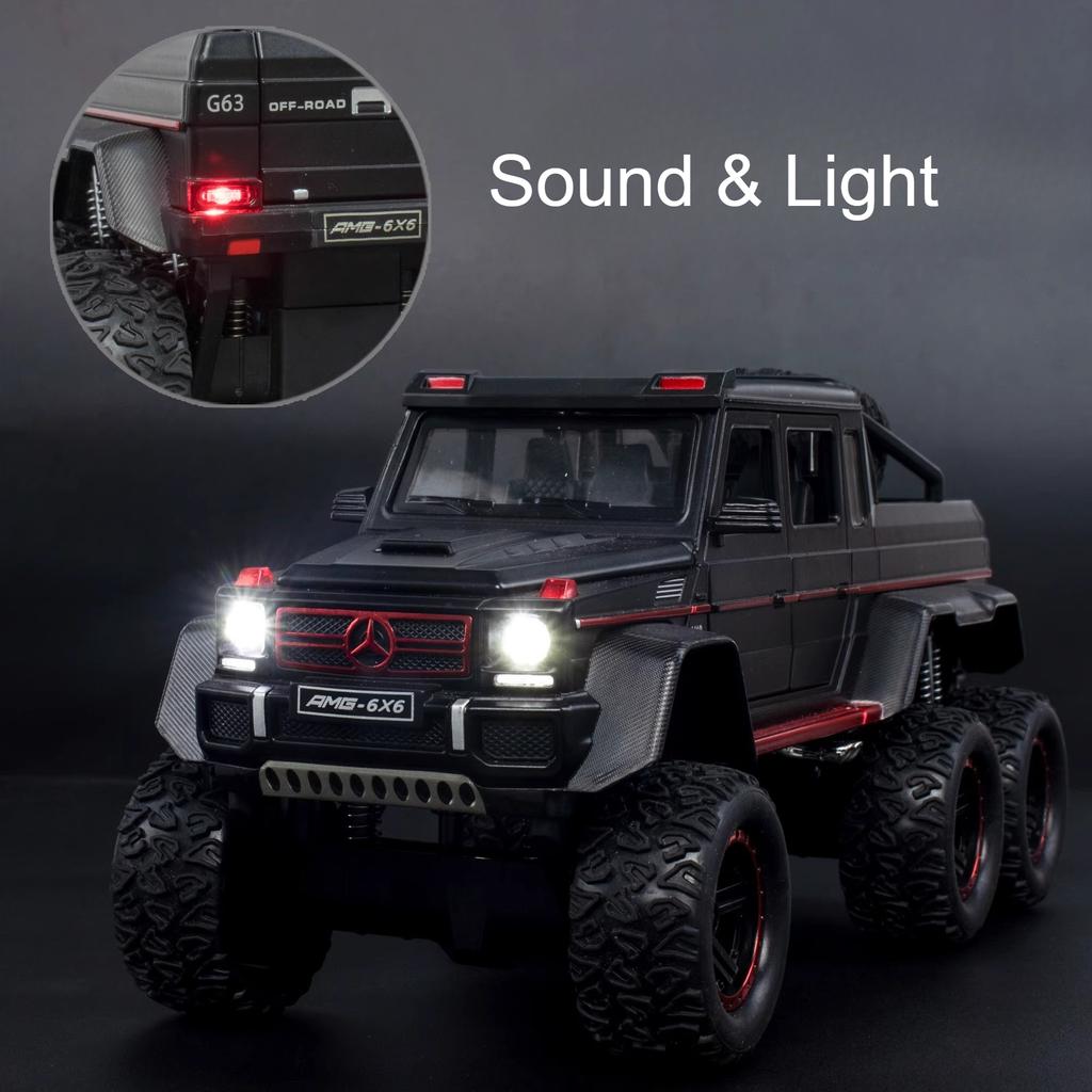1:22 G63 6x6 Модель автомобиля Игрушка Сплав Литой под давлением Звук Свет Оттягивающиеся модели Амортизация Внедорожники Модели Рождественские подарки