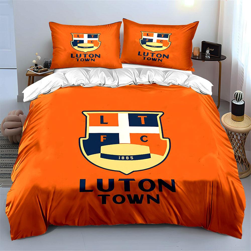 Luton Town FC Shield Design Bedding Duvet Cover Set Duvet Cover Pillowcases (1*Duvet Cover 2*Pillowcases, without duvet insert)