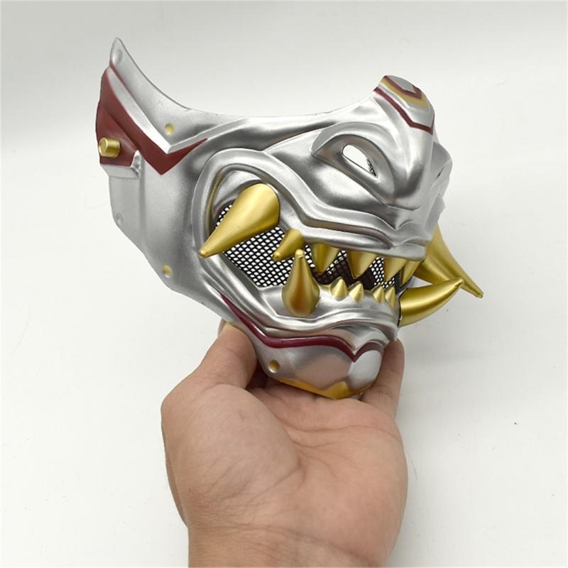Half Face Mask Halloween Cosplay Mask Masquerade Mask Party Mask Japanese Mask Devil Samurais Mask for Carnivals