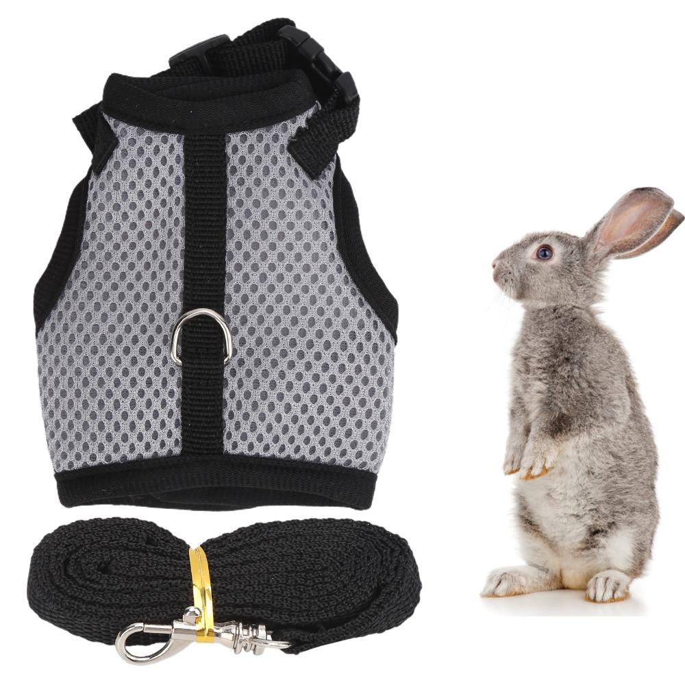 Gray Mesh Pet Harness Breathable Mesh Pet Safety Harness Soft Chest Back Harness Bunnies