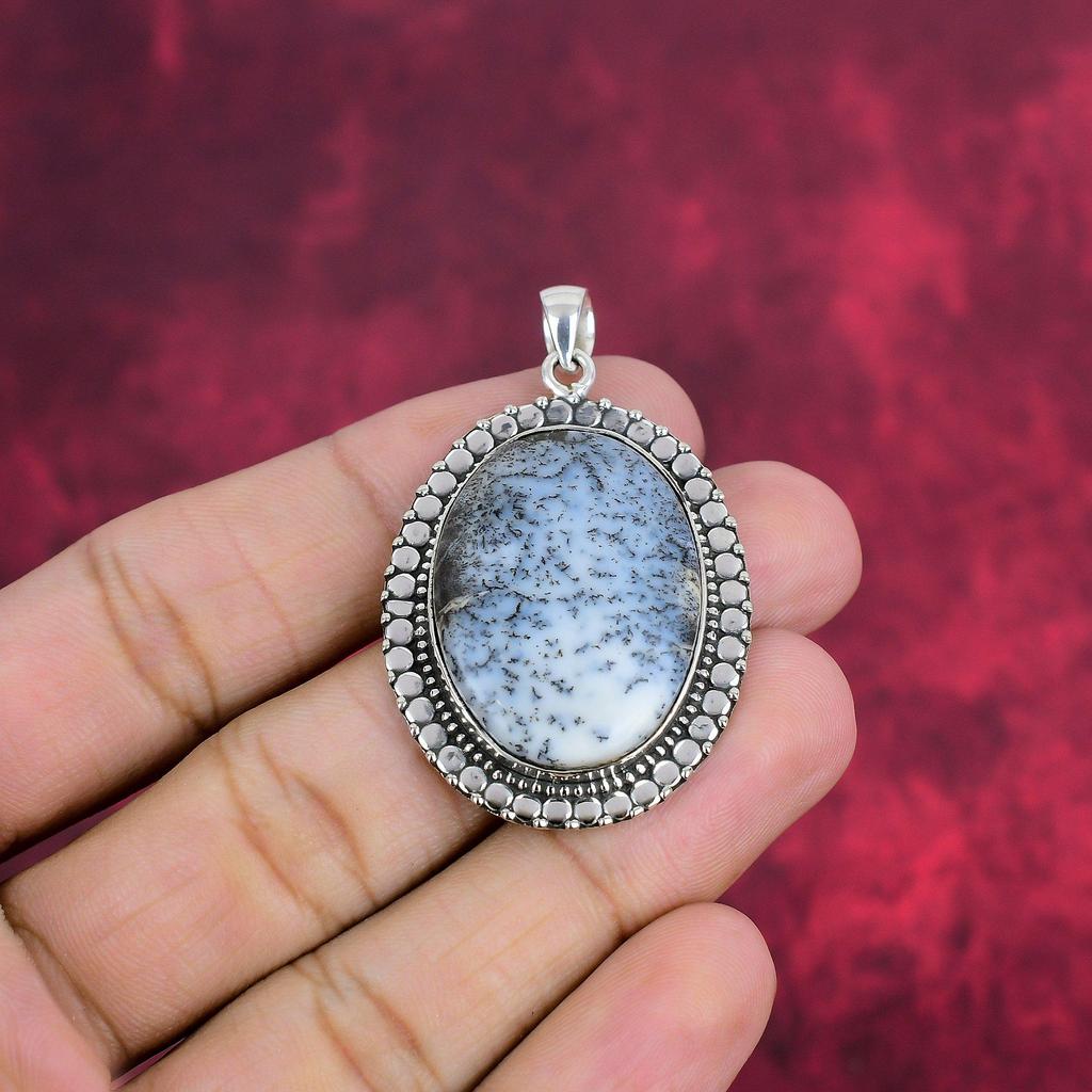 Dendrite Opal 925 Solid Sterling Silver Pendant, Handmade Gemstone Jewelry Pendant Gift For Birthday