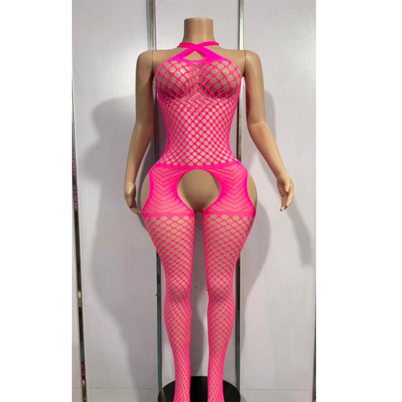 Underwear Crotchless Babydolls Dress Costume Sexy Halter Neck Bodystockings Fishnet Hollow Baby Dolls Lingerie Women