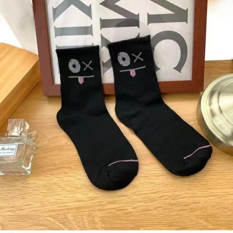 5 Pairs Cute Expression Print Socks, Comfy & Funny All-match Mid Tube Socks, Women's Stockings & Hosiery