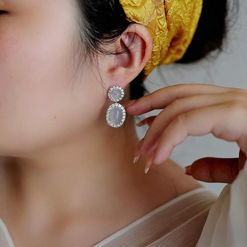 Xiaomi Huitan Graceful Drop Earrings for Women Charming Imitation Moonstone Dangle Earrings Gorgeous Sparkling Ear Accessories Jewelry