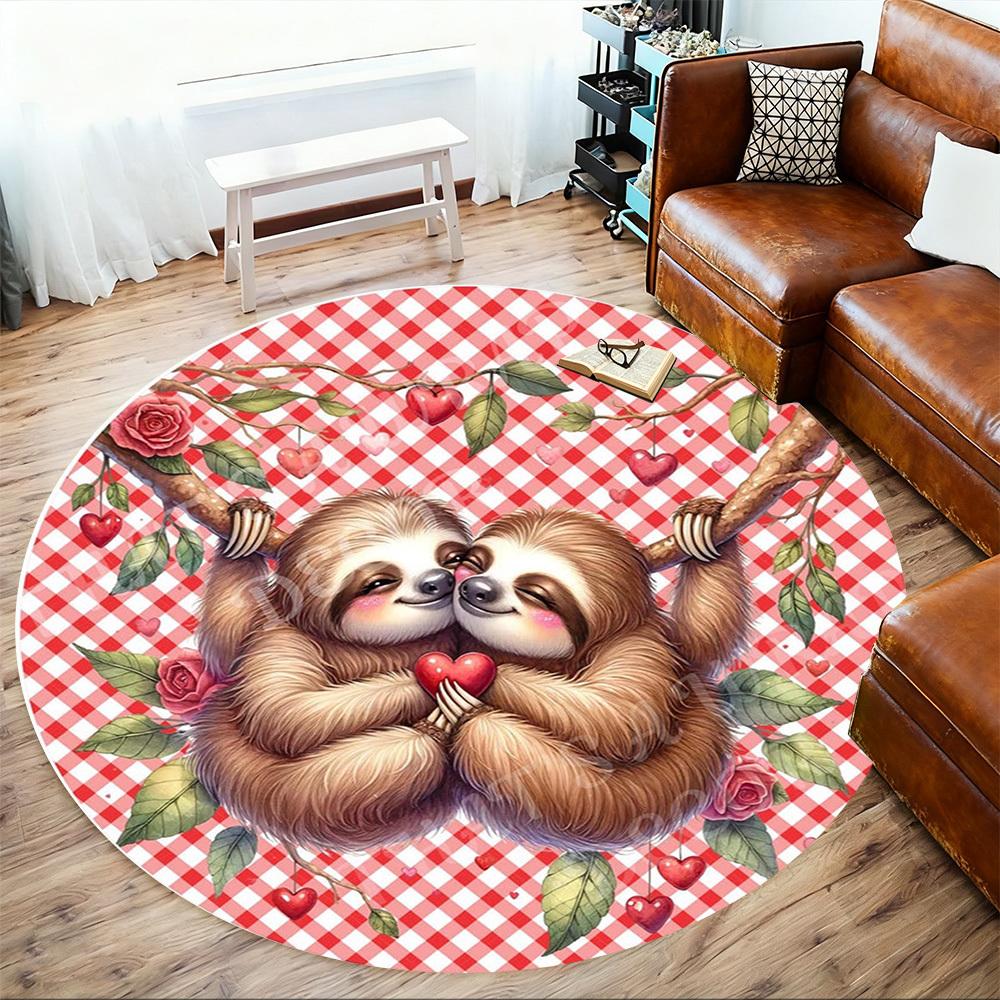 1PC sloths love Office Round Area Rug, Under Office Chairs Bedroom Living Room Home Decor,Carpet for Office, -1110267