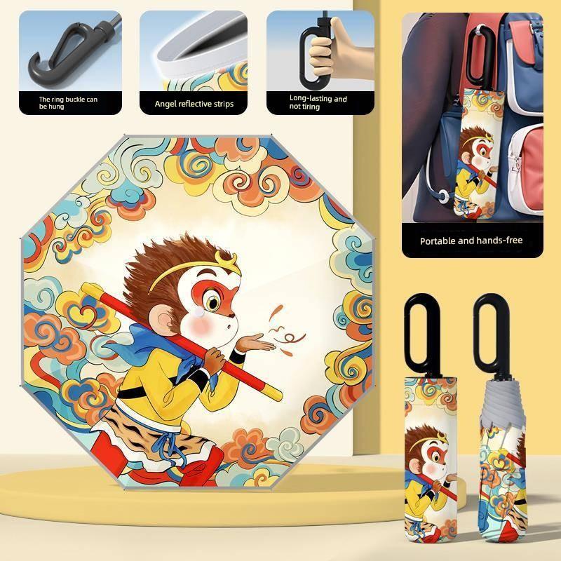 Safety Buckle Rounded Corner Children's Umbrella Boys and Girls Primary School Students Go to School Dedicated Umbrella Rain and Rain Dual-Use