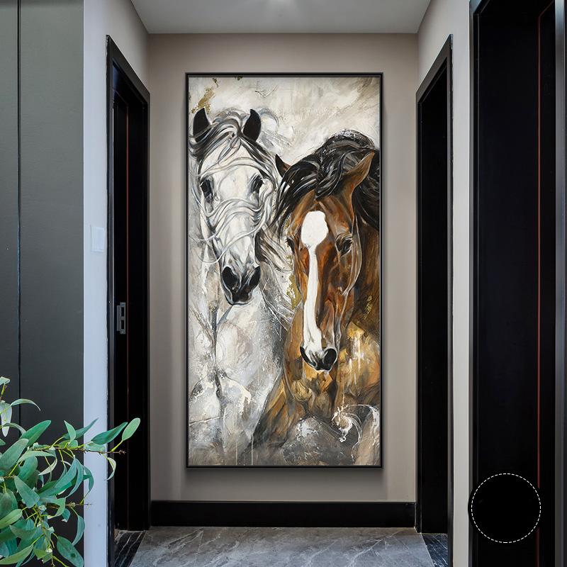 Abstarct White Horse Canvas Painting Wall Art Retro Animal Horses Posters and Prints for Porch Living Room Wall Decor Cuadros