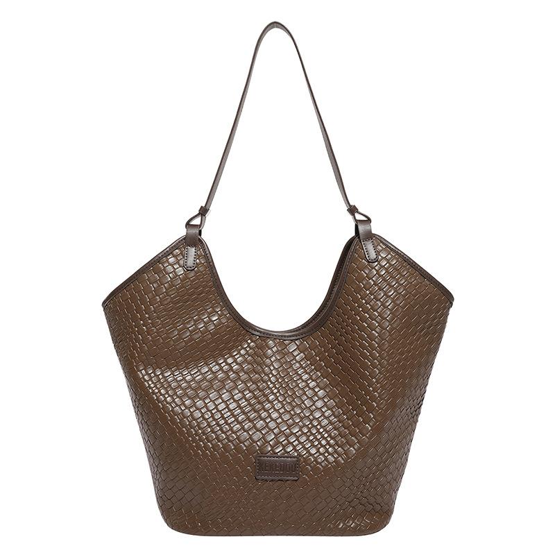 Soft Leather Woven Pattern Underarm Bag Women's New Trend Casual Simple Tote Bag Single Shoulder Handbag Women
