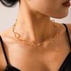 18K Gold Choker Necklace: Stainless Steel Wave Design, Non-Fading, Titanium Chain for Women.
