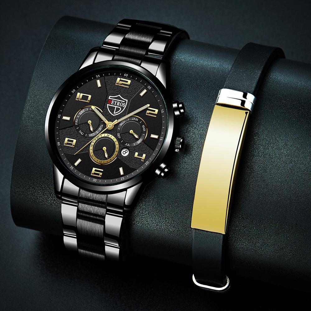 Men'S Fashion Watch Luminous Stainless Steel Men'S Business Calendar Quartz Watch