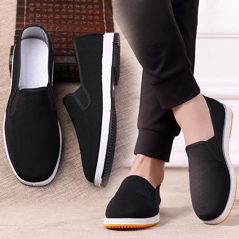 Shoes Men's Breathable Old Beijing Black Cloth Shoes One-pedal Men's Cloth Shoes Soft Sole Comfortable Middle-aged and Elderly Work Shoes