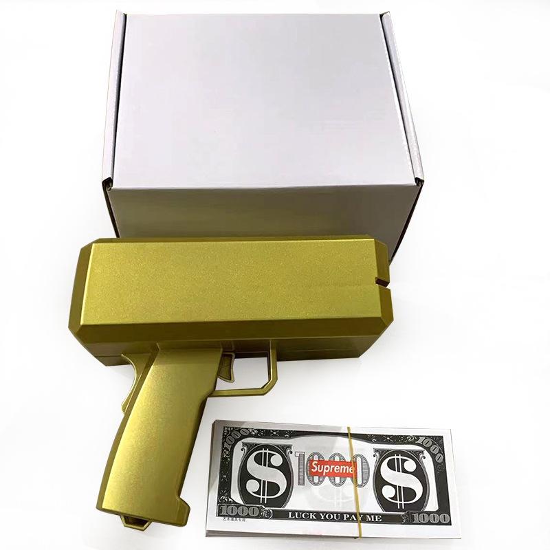 Оригинальная заводская поставка Новые игрушки-пистолеты для распыления странных денег, Распылитель денег в долларах США Глянцевая игра для вечеринки Свадебная машина для распыления денег