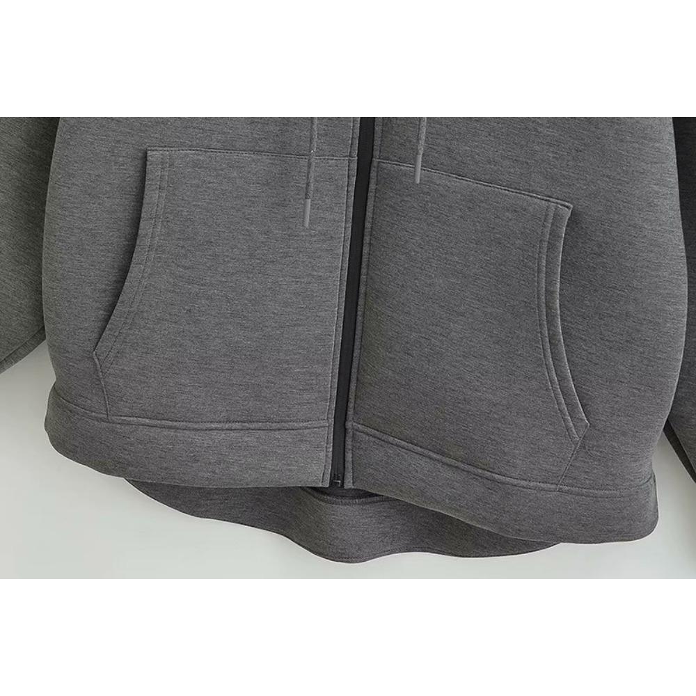 202 European and American Winter Retro Sweater Zipper Sweatshirt Fashion Long Sleeve Street Parka Women Outside