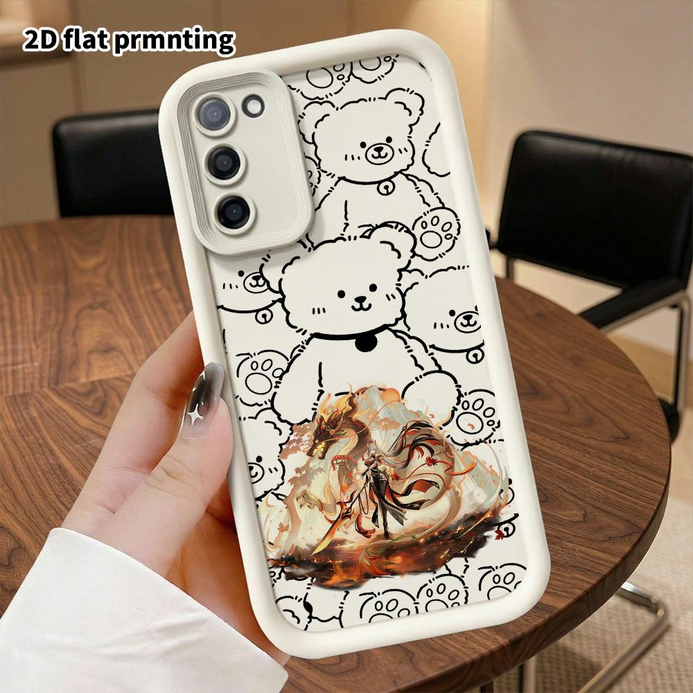 Phone Case: 2D Flat Samsung Galaxy A34 A35 M05 M06 S20 S22 S21 FE Plus 5G Protective Case, Red Flame Dragon Girl, Christmas and Halloween Gift