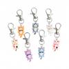 1Pc Cartoon Orange Cat Three Flower Cat Keychain Pendant Cute Resin Cat Bag Accessories