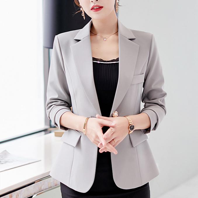 Женский пиджак, повседневный, осень-зима, элегантный, офисный пиджак, костюм, черный, белый, однотонный, с длинным рукавом, женские модные пиджаки, костюмы