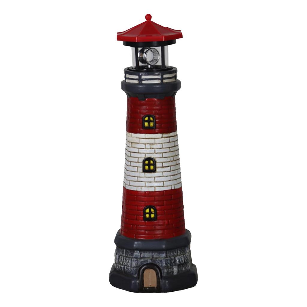 Garden Solar Lighthouse Statue Lamp Windproof Waterproof Outdoor Decoration 14.7inch Tall for Lawns, Fake Rocks Multipurpose