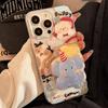 Cartoon Doodle Elephant Stand Apple 16 Mobile Phone Case 14 Glitter Powder Iphone15promax Suitable for 11 Original 12