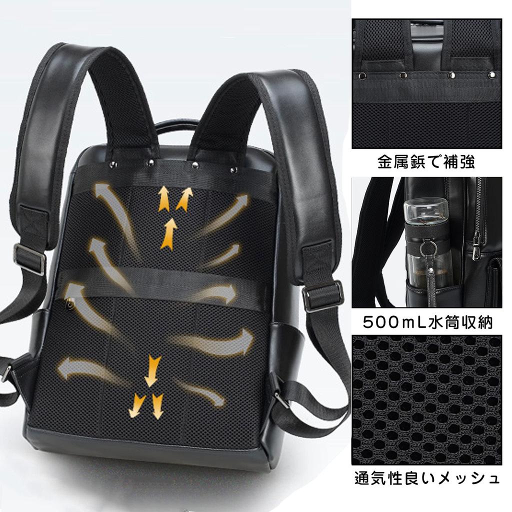 Рюкзак Masakawa для бизнеса из натуральной кожи, воловья кожа, большой, для бизнеса 1 2, черный [Masa Kawa] для мужчин, рюкзак, рюкзак, кожа, водонепроницаемый,