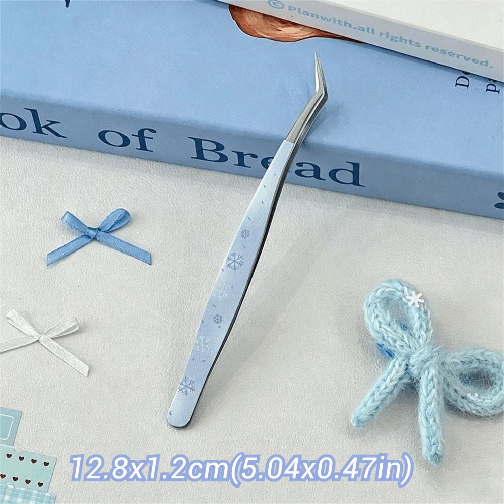Stainless Steel False Eyelash Tweezers Lashes Extension Tweezer Miniature Scene Stickers