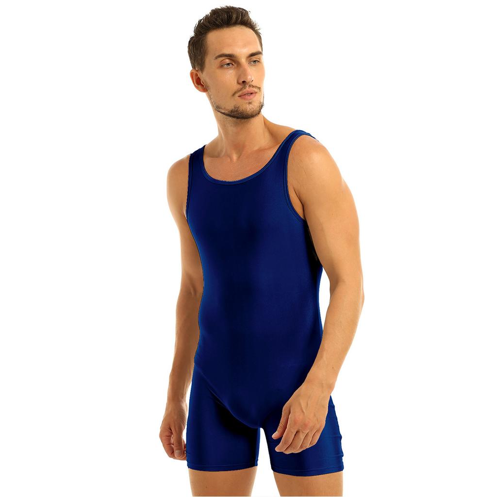 Mens Sleeveless Stretchy One Piece Bodysuit Leotard Sport Gym Workout Tank Tops