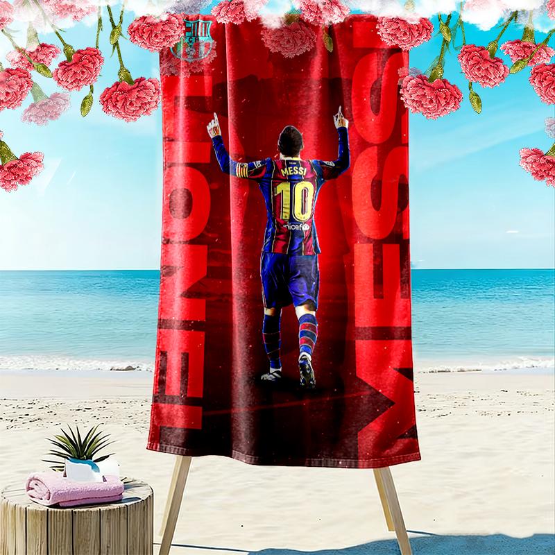 Football Star Messi Beach Towel, Lightweight Beach Towel, Tropical Style, Ideal Holiday Gift For Family
